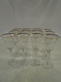Set of 12 Gold Toned Rimmed Wine Glasses