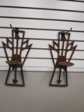 A Pair of Metal Southwest Candle Wall Sconce