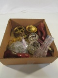 Box Lot of Chandlier Glass and Decorative Items