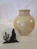 Pottery Vase w/ Coyote Tea Light Holder