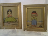 Lot of 2 Pictures of Native American Children