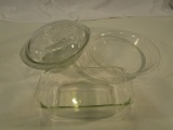Lot of 3 Vintage Glass Cooking Dishes, 2 Pyrex