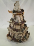 Wood Bark Christmas Tree w/ Beaded Garland