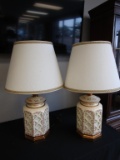 Matching Pair of Vintage Porcelain Table Lamps