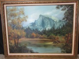 Large Mountain Oil Painting Signed