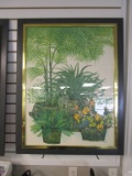 Large Vintage Floral & Fern Picture by Ida Pellei
