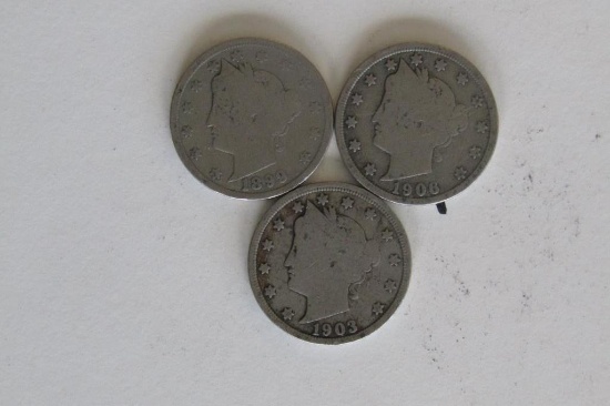 Lot of (3) Liberty Head Five Cents