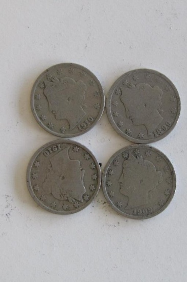 Lot of (4) Liberty Head Nickels 5C