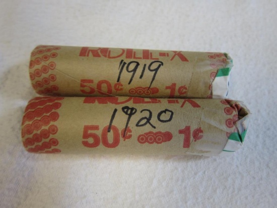 Lot of (2) Rolls of Pennies 1920, 1919