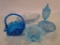 Lot of 5 Vintage Blue Glass Decorative Items
