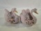 Lot of 2 Leftons Hand Painted China Pink Swans