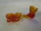 Lot of 2 Orange Glass Decorative Items