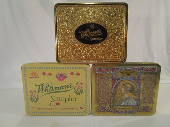 Lot of 3 Whitman Chocolate Sampler Tins