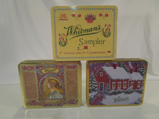 Lot of 3 Whitman Chocolate Sampler Tins