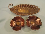 Lot of 3 Gregorian Copper Dishes