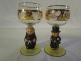 Lot of 2 Vintage Character Wine Glasses