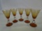Lot of 5 Vintage Amber Glass Goblets