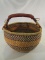 Large Bolga Leather Handled Basket
