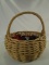 Large Handled Basket w/ Leather Pieces