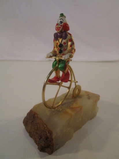 Vintage Clown on Bike on Rock Figure