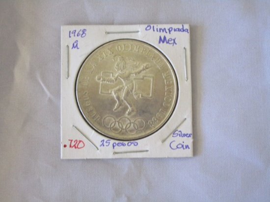 1968 o/M Olimpiada Mex 25 Pesos .720 Silver Coin