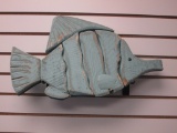 Wood Turquoise Blue Fish Wall Decor