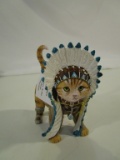 Chief Runs With Paws Cat Figurine