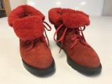 Blondo Genuine RED Suede Lace Up Women Boots SZ 8