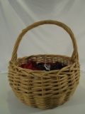 Large Handled Basket w/ Leather Pieces