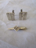 VTG 925 Silver ISREAL REUVEN Cufflink  Tie Pin Set