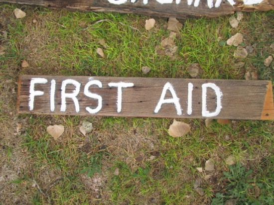 Rustic First Aid Wood Sign