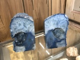 Set of Blue Geode Book Ends