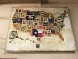 Hanging photo map of the USA