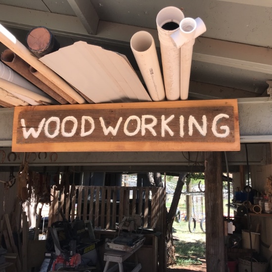 "WOODWORKING" wood sign