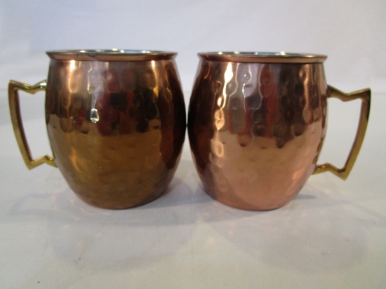 Pair of Moscow Mule Hammered Brass/ Copper Mugs