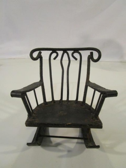 Vintage Small Cast Iron Rocking Chair