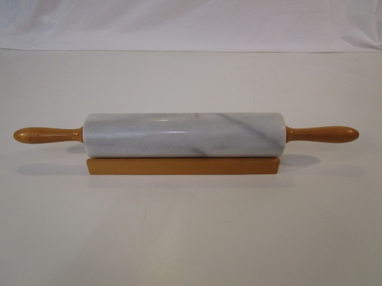 10" Marble Rolling Pin w/ Wood Rest