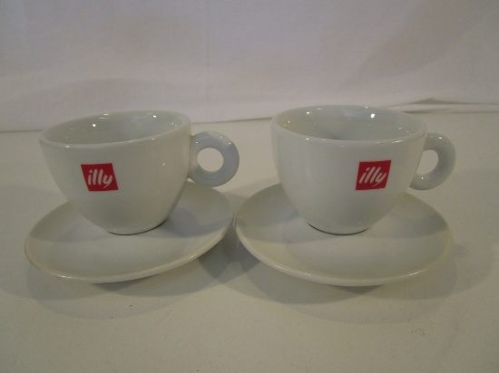 Lot of 2 Illy Espresson Cups and Saucers