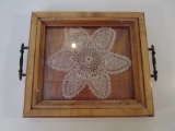Vintage Crocheted Doily in Wood Frame