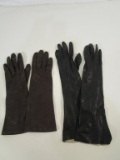 Lot of 2 Vintage Leather Ladies Driving Gloves