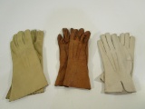 Lot of 3 Vintage Leather Ladies Driving Gloves