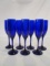 Set of 7 Cobalt Blue Wine Glasses