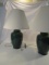 Set of 2 Green Glass Table Lamps