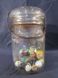 Small Vintage Atlas Jar w/ Vintage Marbles