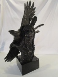 Large Native American & Eagle Metal Cast Statue
