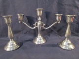 Lot of 3 Connecticut House Pewter Candlesticks