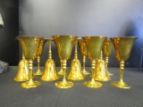 Set of 12 gold toned glass goblets