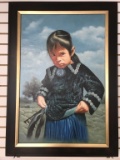 American Indian Girl Oil Painting by T Carlson