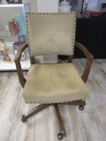 Suede and Wood Office Chair