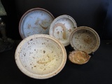 5 pc set of pottery plate & bowls